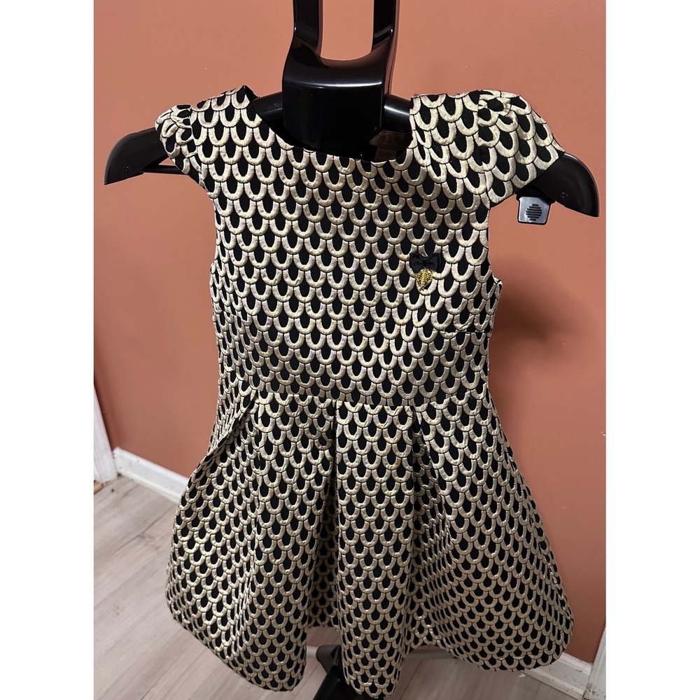 Angel's Face Dress 8-9Y Black Gold Jacquard Fit & Flare Party Special Occasion